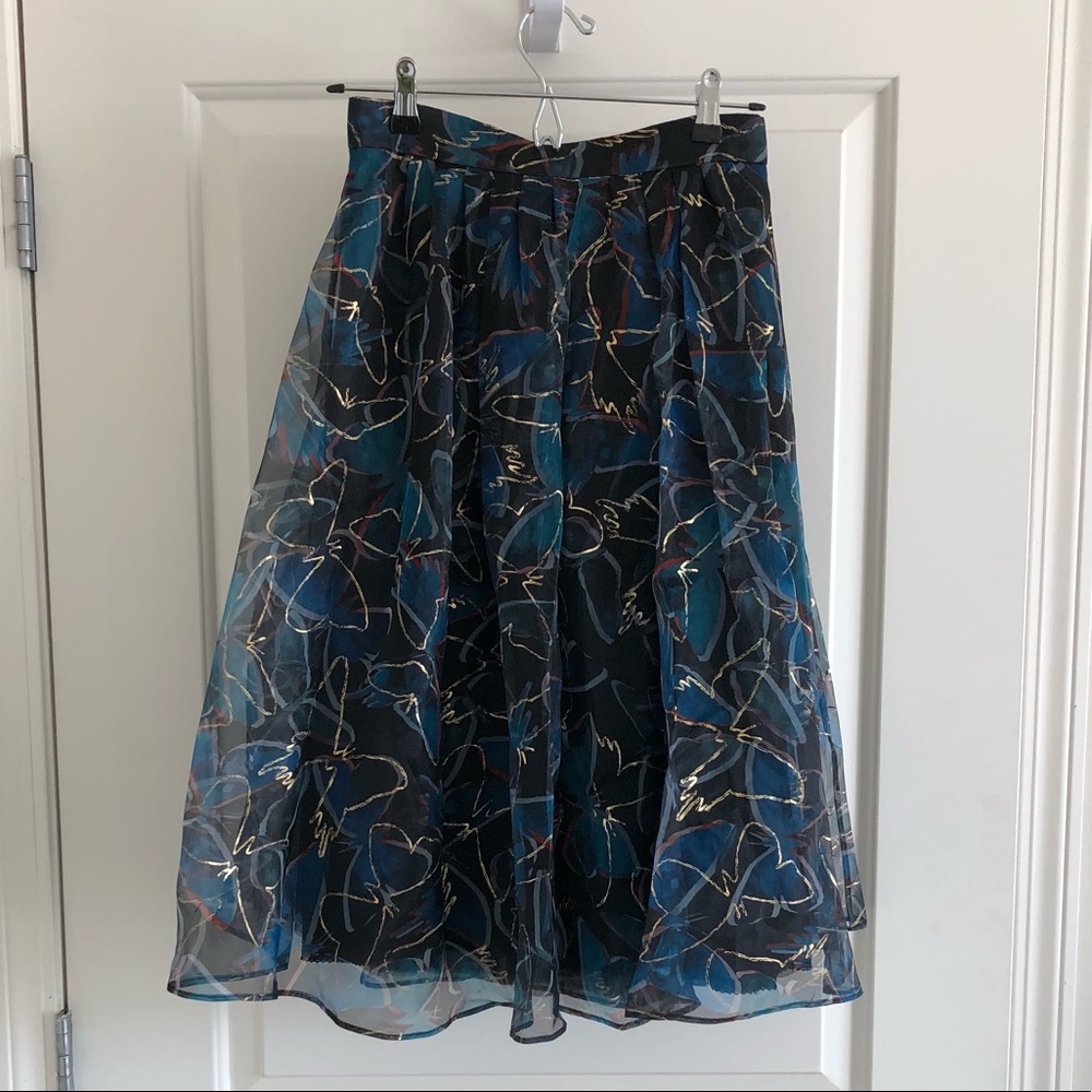 Elegant, blue, tea length skirt